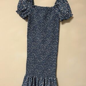 Floral Blue Puff Sleeve Dress